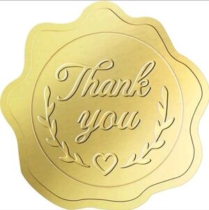 ✨️🤎 50 PCS Gold Thank You Seal Stickers, Embossed Foil shipping packages ✨️🤎